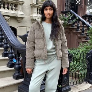 Aritzia SuperPuff Shorty in Dry Basil Green (S)